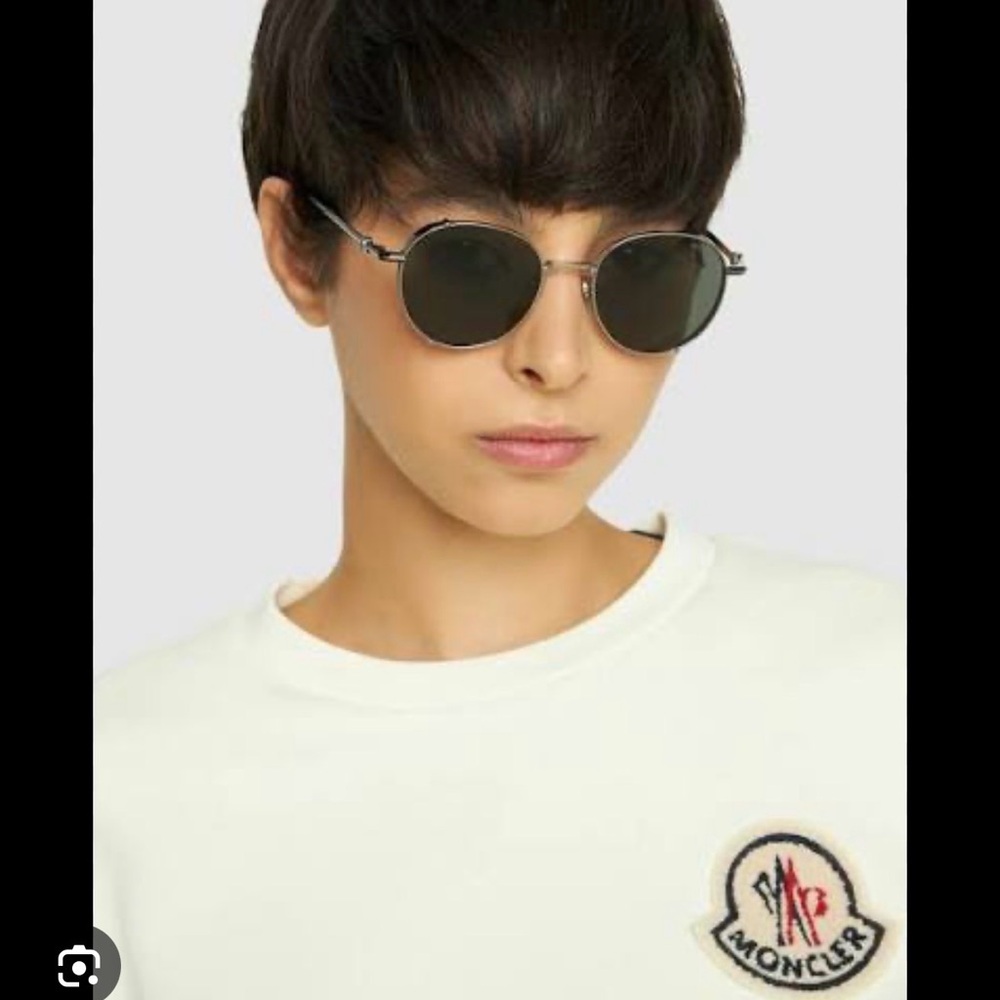 Moncler Black Round Metal Sunglasses with Silver Frame - Men